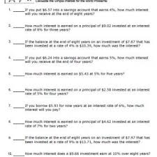 Computing compound interest using simple interest simon deposits $400 in an account that pays 3% interest compounded annually. Simple Interest Worksheets With Answers