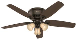 Led indoor brushed nickel ceiling fan with light kit. Hunter Builder 3 Light 52 Indoor Flush Mount Ceiling Fan In New Bronze Lightsonline Com