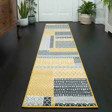 What kind of rug is best for patio? Ochre Mustard Yellow Patchwork Hall Runner Geometric Grey Check Long Runners Rug Ebay
