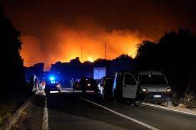 An aerial view of the wildfire that broke out near santu lussurgiu in sardinia on saturday. Chjtozvs Lrhmm