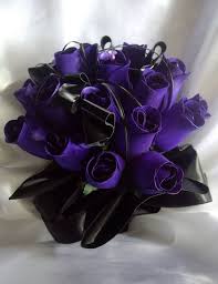 Black And Purple Roses Gothic Cybergoth Wooden Rose With Pvc Bride Wedding Bouquet Red Purple Black In 2020 Red Bouquet Wedding Wooden Roses Wedding Bouquets