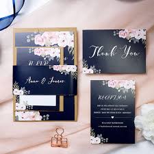 Easily personalize our template with your own images and wedding details. Navy And Pink Floral Rustic Wedding Invitation Suite Pwim009 Pro Wedding Invites