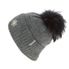 En point relais mondial relay : Betty Grey Wool Betty Fur Pompon Beanie Kristo