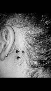 Small Harry Potter Tattoo 3 Stars At The Top Of Every Page Of All The Books Ear Tatoo Small Harry Potter Tattoo Tattoo Behind Ear