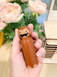 Curious George Hand-painted Wooden Doll