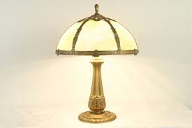 Sold Curved 6 Panel Stained Glass Shade Antique Lamp Signed Miller 31639 Harp Gallery Antiques Furniture
