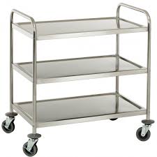 En polyamide ou en caoutchouc (selon le. Chariot De Service Inox Sur Roulettes 3 Plateaux Cci3