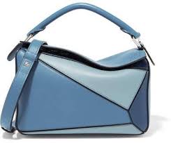 loewe puzzle small color block textured leather shoulder bag blue designer handbag brands branded handbags vegan purse handbags