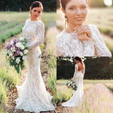 (119) hot trumpet/mermaid halter chiffon sweep train ruffles white backless wedding dresses. Long Sleeve Lace Wedding Dresses Backless Sweep Train Modest Mermaid Wedding Dress Plus Size Country Bridal Gown Affordable White Buy At The Price Of 177 25 In Dhgate Com Imall Com