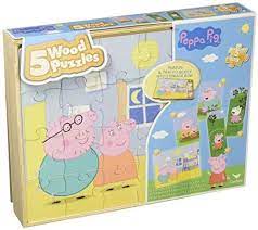 Suitable for ages 3 years and up. Peppa Pig 5 Wood Puzzles In Wooden Storage Box 12 6037957 Buy Online At Best Price In Uae Amazon Ae