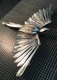 Cutlery Art Sculpture Silverware Hand Made By Cat Forforksakestudio Adelaide Australia Scrap Metal Art Welding Art Projects Cutlery Art