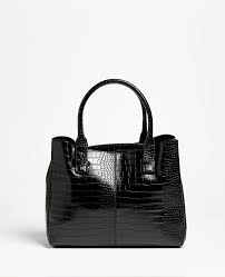 Sac porté épaule en cuir très souple finement grainé. Grand Sac Cabas Croco Noir 917871899a08 Pimkie