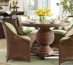 Palmetto All Weather Wicker Round Pedestal Dining Table Chair Set Honey Pottery Round Pedestal Dining Table Wicker Table And Chairs Pedestal Dining Table