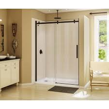 Maax Halo 59 In X 78 3 4 In Frameless Sliding Shower Door In Dark Bronze 138997 900 173 000 Frameless Sliding Shower Doors Shower Doors Corner Shower Enclosures
