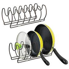 Find cabinet shelf kit kitchen cabinet accessories at lowe's today. Mdesign Metal Wire Pot Pan Organizer Rack For Kitchen Cabinet Pantry Shelves 6 Storage Slots For Vertical Or Horizontal Placement Of Skillets Frying Pans Lids Baking Stones 2 Pack Bronze