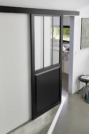 Découvrez notre produit ensemble de rail pour porte coulissante matika. Porte Coulissante Vitree Esprit Atelier Noire H 204 X L 83 Cm Systeme En Applique Castorama