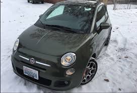 2012 Fiat 500 Sport Olive Green In The Snow