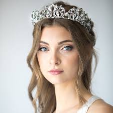 Regal antique silver rhinestone Windsor bridal Crown by bridal designer  Justine M Couture — Justine M Couture Bridal Veils, Jewelry and Accessories