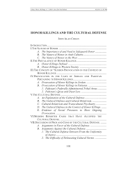 Pdf Honor Killings And The Cultural Defense