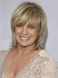 Linda Gray Hairstyle Short Layered Straight Human Hair Wigs For Older Women Medium Hair Styles Medium Length Hair Styles Short Hair Styles