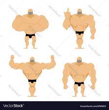 Set of strong men healthy guys with big muscles Vector Image