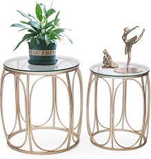 Set (coffee table & end table), created for macy's. Furniture Joveco End Tables Set Of 2 Accent Nesting Side Tables For Living Room Bedroom And Entryway Light Gold Coffee Tables Round Nightstands Stools Home Kitchen