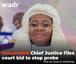 Ghana's suspended Chief Justice, Gertrude Torkornoo, is challenging the  legality of a committee probing her potential removal from office. She has  filed an interlocutory injunction at the Supreme Court, aiming to halt