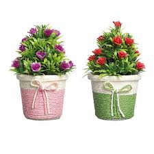 Artificial flower pots roxysworld co. Foliyaj Combo Of 2 Artificial Flower Plants With Pot For Living Room Indoor Outdoor Decor Office And Home Decor Foliyaj