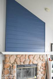 A perfect option for a modern rustic space! Navy Blue Wood Plank Feature Wall How To Add To A Angled And Vaulted Ceiling Our House Now A Home