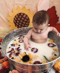 Begin by filling in warm water over the tub. Baby Milk Bath Photography Baby Milk Bath Milk Bath Photography Baby Milk
