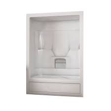 Some tub & shower combos can be shipped to you at home, while others can be picked up in store. Maax Aspen 59 5 In X 30 6 In X 85 In Acrylic Left Drain 3 Piece Sect Tub Shower Combo The Home Depot Canada