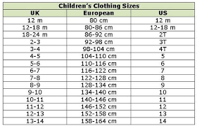 Size Chart Children Clothes Baby Clothes Sizes Size