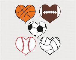Sport Hearts Designs Baseball Football Soccer Basketball Volleyball Svg Dxf And Eps Silhouette Studio And Cricut Des Sports Svg Files Sports Svg Cricut