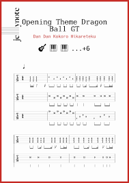 Watch official video, print or download text in pdf. Dan Dan Kokoro Hikareteku Opening Theme Dragon Ball Gt Guitar And Bass Sheet Music Jellynote
