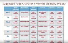 7 Month Baby Food Chart Weekly Meal Plan For 7 Months Baby