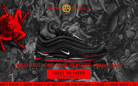 Nike air max '97 contains 60cc ink and 1 drop of human blood 666 pairs, individually numbered $1,018 march 29th the timing of the shoe's release coincides with the release of nas's latest video, montero (call me by your name), which was released thursday. Inzqrdm5xha8tm