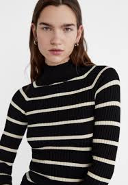 Striped mock turtleneck online