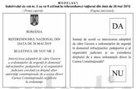 A consultative referendum took place in romania on 26 may 2019, on the same day as the european parliament elections, about whether to prohibit amnesties and pardons for corruption offences, as well as whether to prohibit the government from passing emergency ordinances concerning the judiciary. Rezultate Finale La Alegerile Europarlamentare DupÄƒ NumÄƒrarea TotalÄƒ A Voturilor Exprimate Romania Diaspora Pnl 27 Psd 22 53 Usr Plus 22 32 Pro Romania 6 45 Pmp 5 76 Udmr 5 26 Alde 4 12 Biziday