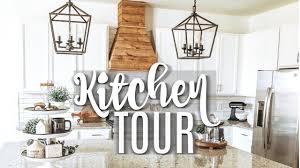 A chevron or herringbone backsplash in variegated shades of gray works well with a quartz countertop. Modern Farmhouse Kitchen Tour 2019 Diy Rae Dunn Display Youtube