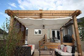 In my backyard, the sun shines all day long and man, is it hot out there! Diy Retractable Pergola Canopy Tutorial Wonder Forest