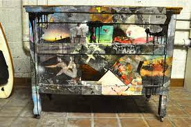 surf skate furniture collage art furniture reused furniture boy room