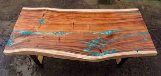 Table A Manger Avec Resine Et Bord Direct Fait De Bois De Suar Etsy Dining Table Big Dining Table Wood
