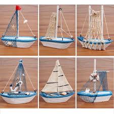 Retro Wooden Mediterranean Style Mini Sailing Boat Model Home Furnishing Decor Model Sailboat Boat Decor Nautical Ornaments