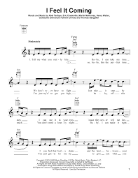 The Weeknd Feat Daft Punk I Feel It Coming Sheet Music And Printable Pdf Music Notes Sheet Music Sheet Music Notes Punk Songs