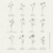 Birth Month Flowers Svg Bundle Floral Svg Clip Art Etsy Birth Flower Tattoos Birth Month Flowers Month Flowers