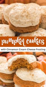 Pumpkin Cookies With Cinnamon Cream Cheese Frosting Recipe Pumpkin Spice Cookie Recipe Pumpkin Cookies Pumpkin Cookie Recipe