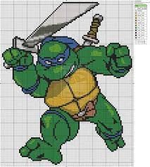 How to play teenage mutant ninja turtles: Free Cross Stitch Chart Tmnt Teenage Mutant Ninja Turtles Leonardo By Makibird Stitchin Cross Stitch For Kids Free Cross Stitch Charts Beaded Cross Stitch