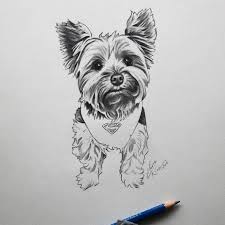 Articoli Simili A Jake Il Yorkie Super Su Etsy Dog Tattoos Yorkie Painting Dog Drawing