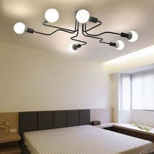 These type of light fixtures will enhance the style of a space, illuminating. Wrought Iron Large Ceiling Fixture Industrial Vintage 6 Light Flush Mount Ceiling Light In Black Ceiling Lights Living Room Lighting Ceiling Lights Living Room