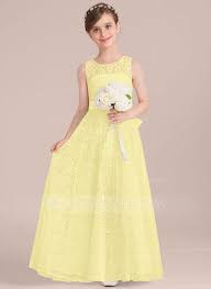 Us 62 00 A Line Princess Scoop Neck Floor Length Lace Junior Bridesmaid Dress With Sash Bow S Jj S House Junior Bridesmaid Dresses Grey Bridesmaid Dress Lace Jr Bridesmaid Dresses Grey